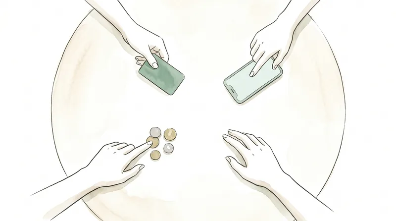カレンダーとメモで月の支出を管理している様子