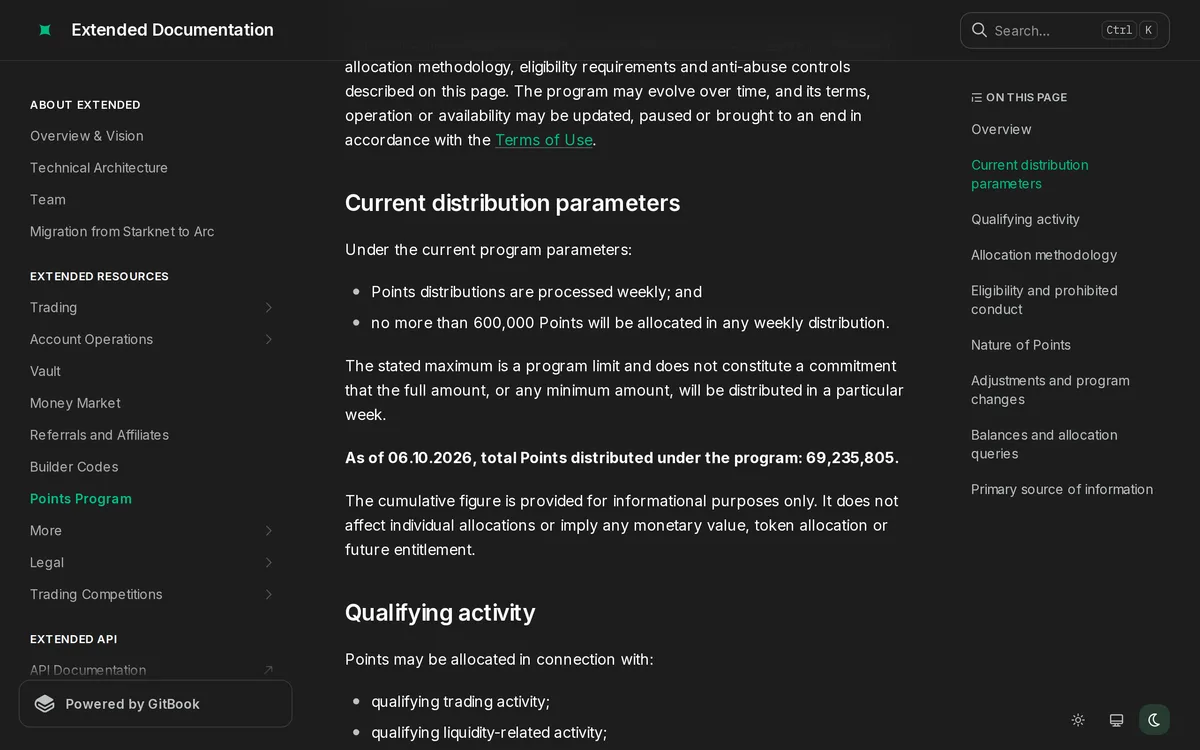 Points Program の「Current distribution parameters」の欄