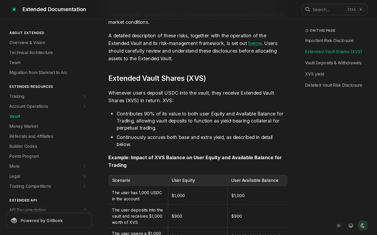 Vault のページの XVS の説明部分
