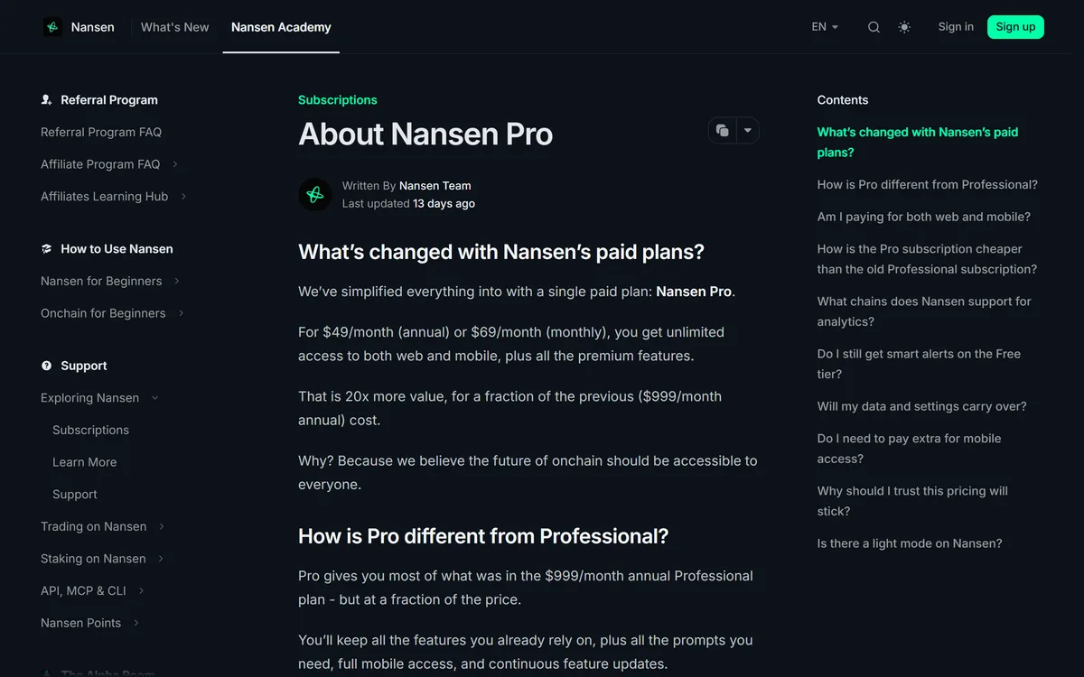 公式ヘルプの Pro の説明。年払いは月 49 ドル、月払いは月 69 ドル