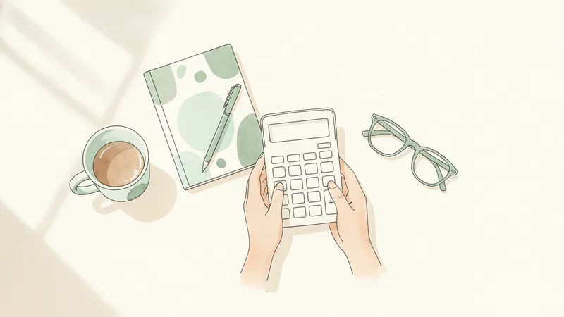 電卓とノートを前に家族で話し合う手元