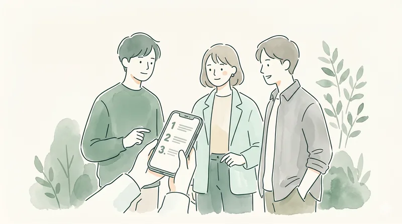 テーマパークでスマホを確認している様子